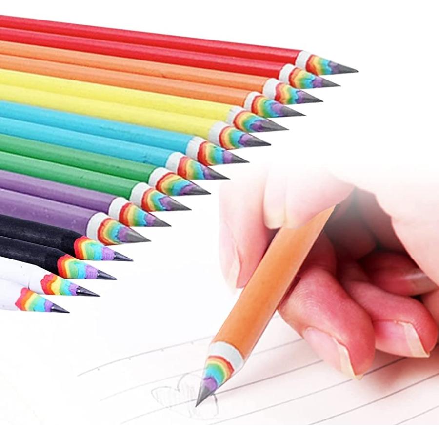 未使用鉛筆 2B レインボー えんぴつ 6色 虹色 かわいい