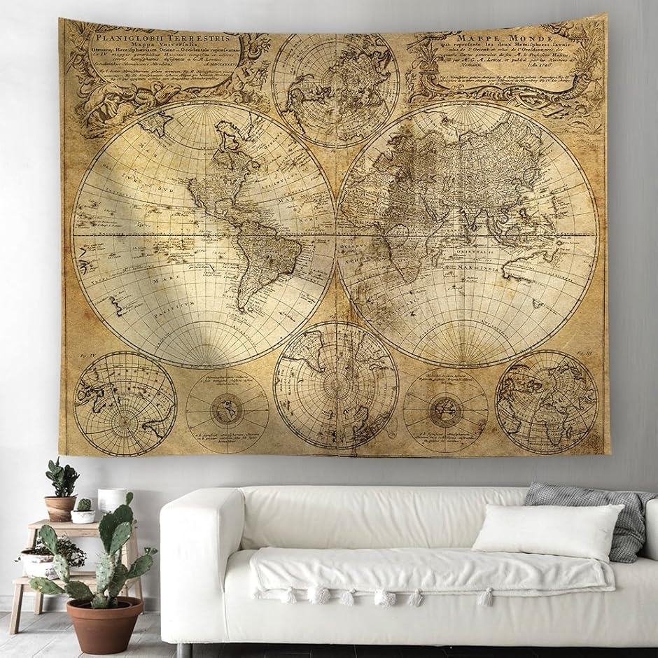 世界地図 ポスター アンティーク マップ ヴィンテージ 壁飾り 布製 ワールドマップ 古地図(150cm?100cm) | ブランド登録なし | 05
