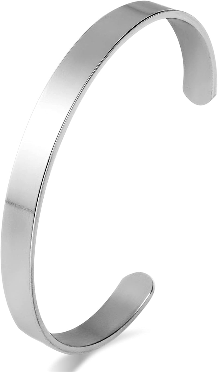 サージカルステンレス使用 バングル ブレスレット メンズ レディース 男女兼用 シルバー8mm 内径14cm( ワンサイズ) | ブランド登録なし