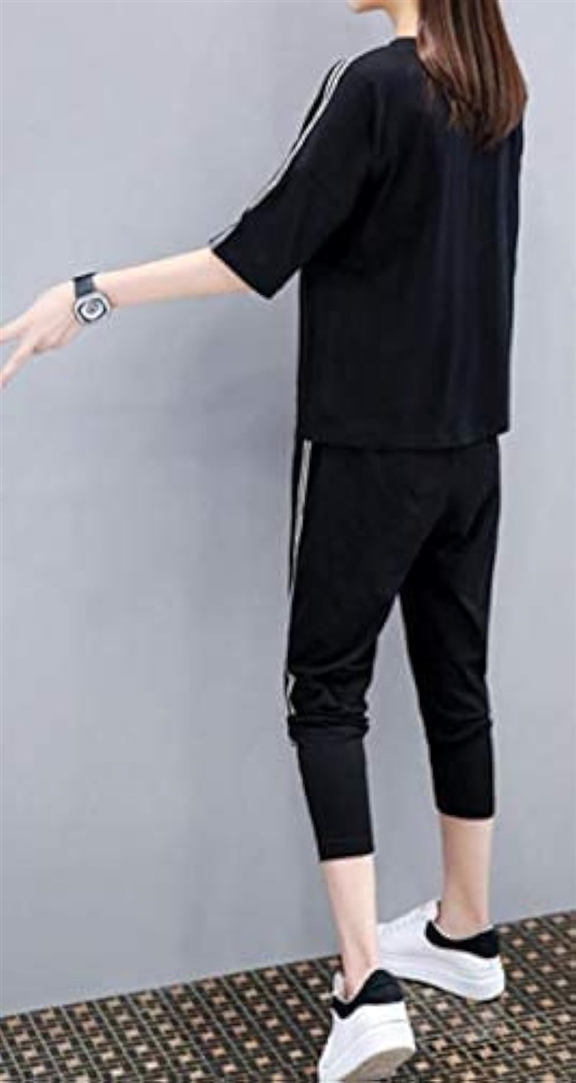 上下 スエットセット セットアップ レディース ブラック( ブラック ブラック,  2XL)