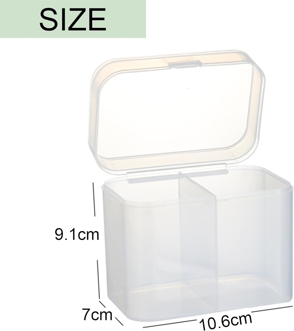 綿棒入れ 収納 蓋付き コットンケース コスメ プラスチック 小物入れ 透明 2個セット | ブランド登録なし | 01