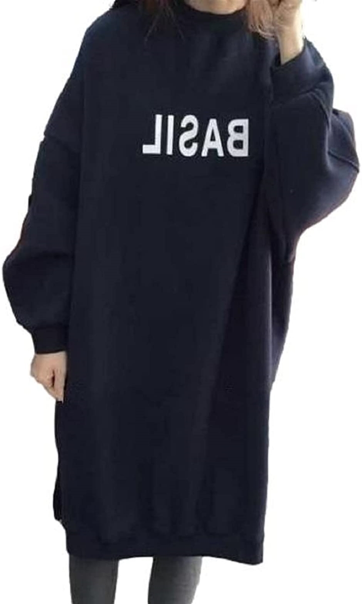 ニブンノイチプラス ワンピース トレーナー スウェット フロントプリント レディース XXL 青(ブルー, 2XL)