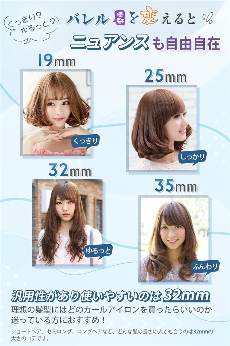 ヘアアイロン カールアイロン コテ カーリングアイロン 5段階温度調整 プロ仕様 MAX220℃ 海外対応 MDM(ホワイト,  19mm) | ブランド登録なし | 01