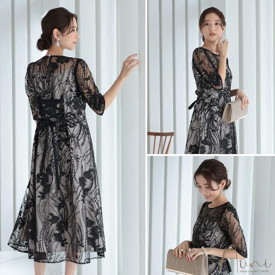 パーティ ワンピース ドレス レディース 結婚式およばれワンピース パーティードレス ブラック( ブラック / 155,  L) | ブランド登録なし | 06