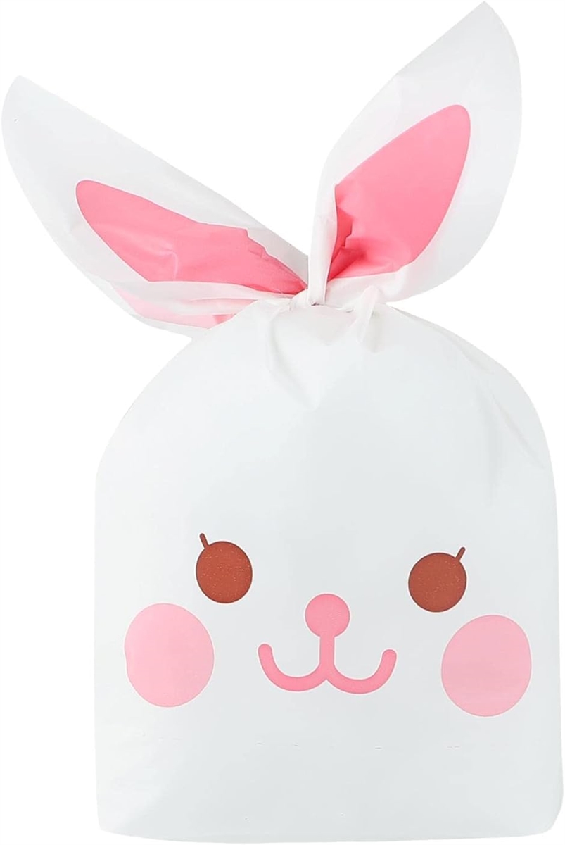 ラッピング うさぎ ビニール袋 かわいい レジ袋 小 中 手提げ おしゃれ 50枚セット(ピンク,  S) | ブランド登録なし