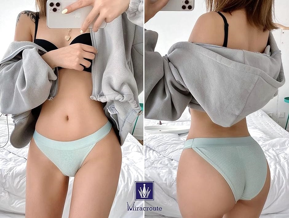 ミラクルート 柔らかコットン 綿 ５色セット 横紐 ショーツ ハイレグ セクシー 縦リブ 気持ちいい ヨガ 下着 レディース(M) | ブランド登録なし | 04