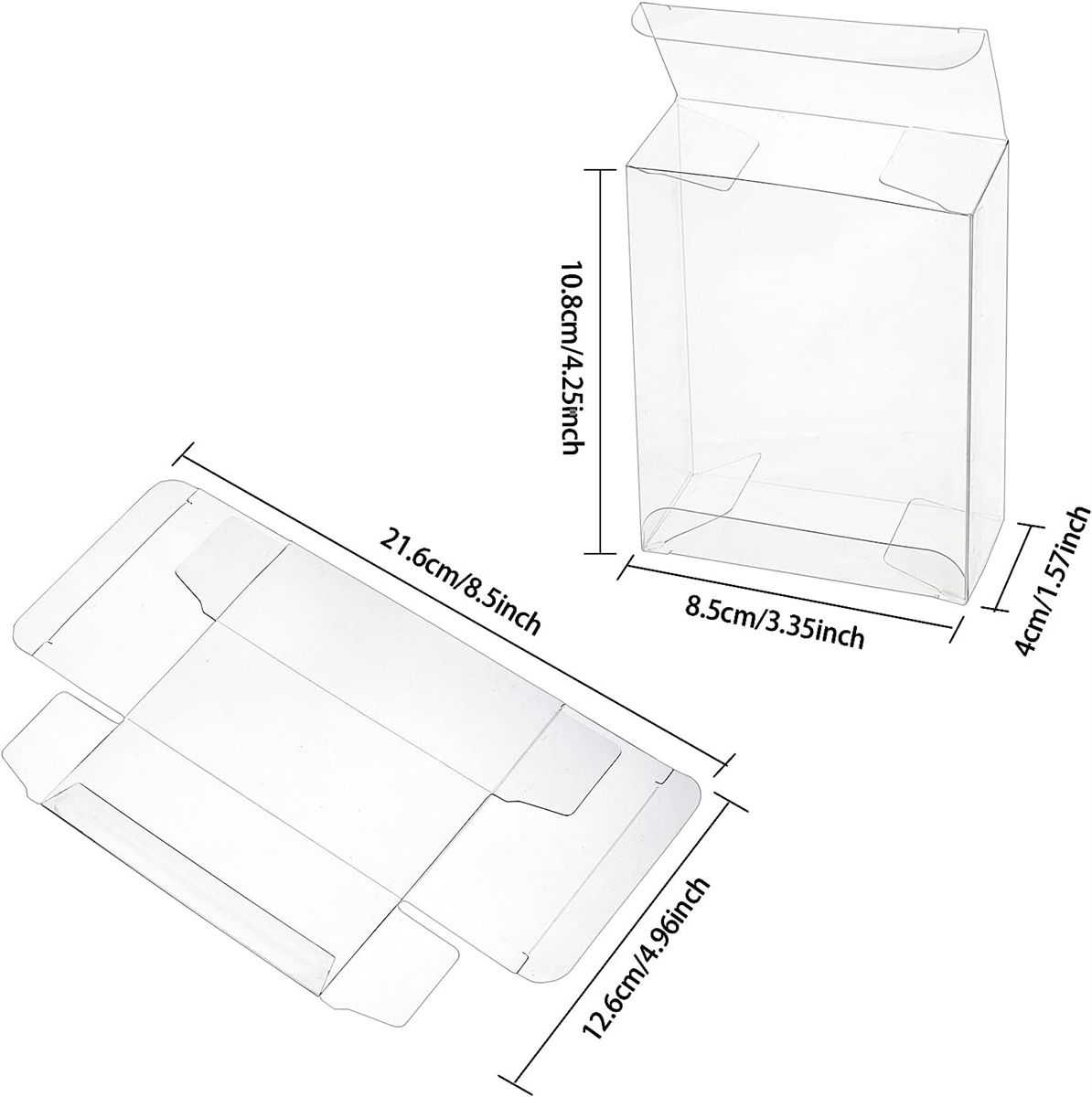 PVC透明プラスチックケース 折り畳みボックス( 透明, 10.8x8.5x4cm 30個) :2B438JJTLQ:セブンリーフ 通販  