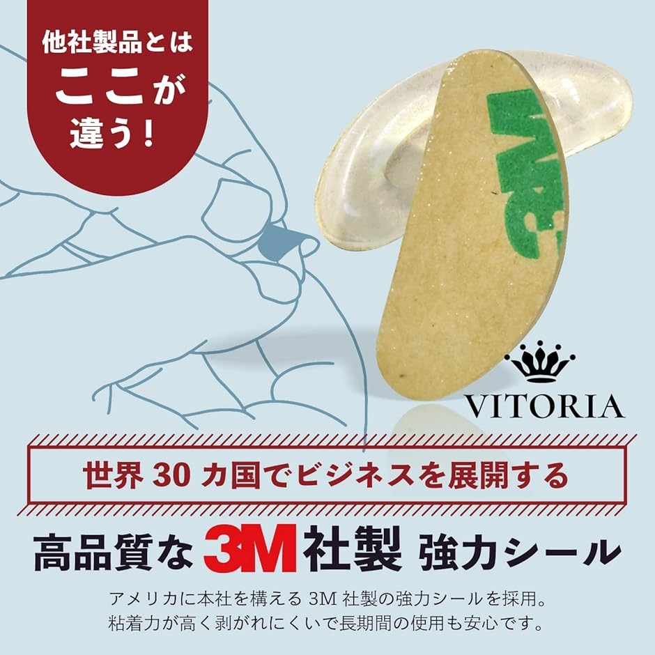 眼鏡 メガネ 鼻パッド ノーズパッド ずれ落ち防止 12セット 3M両面テープ 薄型タイプ( ブラック（薄型）,  薄型タイプ) | ブランド登録なし | 03