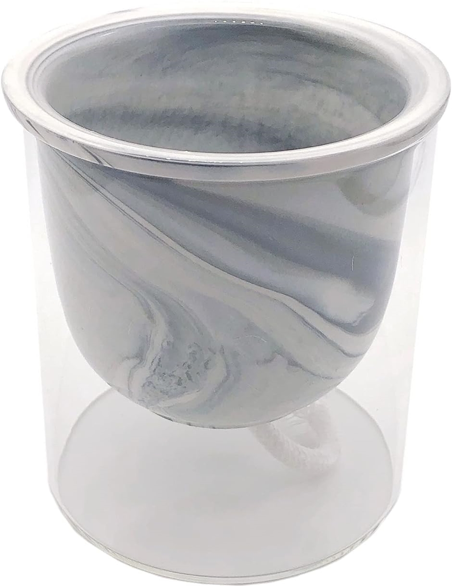 植木鉢 陶器 ガラスカバー 自動給水 プランター ラグジュアリー デザイン フラワー ポット SW1759( マーブル(グレー))