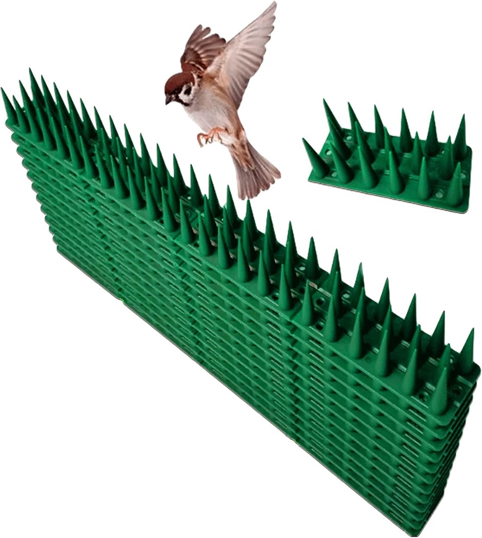 鳥よけグッズ とげマット スパイク 針 鳩よけ カラスよけ 猫よけ ベランダ 14枚セット( グリーン) | ブランド登録なし