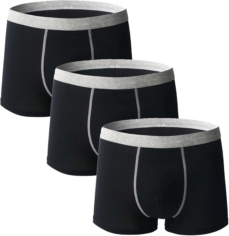 ボクサーパンツ メンズ 下着 紳士 ブラック 切替 3枚( ブラック(切替)3枚セット,  LL) | ブランド登録なし