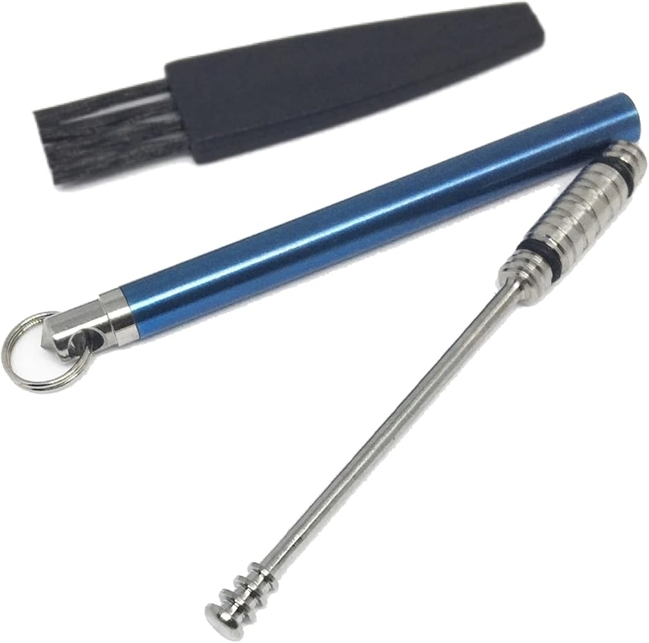 チタン製 耳かき 極上 キーホルダー スパイラル みみかき 耳掃除 携帯用 360度( ブルー,  1個 (x 1))