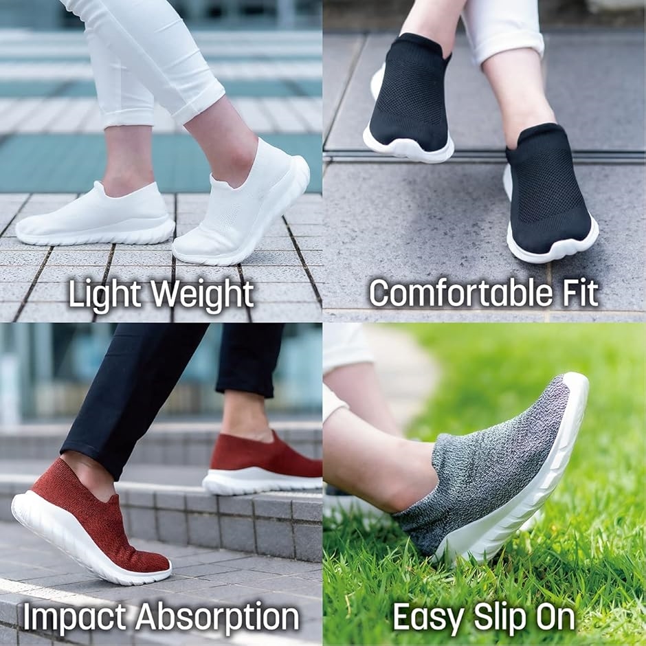 スリッポン スニーカー シューズ メンズ レディース ジム用 ウォーキング ランニング 軽量(ブラック,  26.0 cm 2.5E) | ブランド登録なし | 05