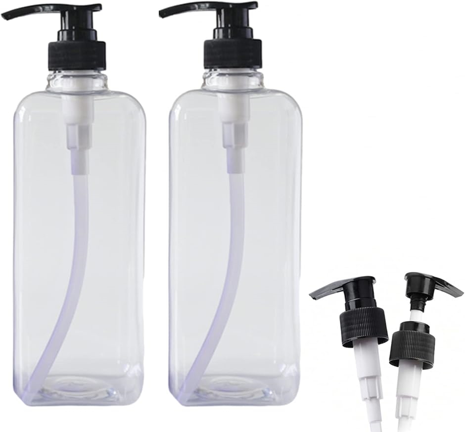 ディスペンサー 2本セット 1000ml つめかえボトル シャンプーボトル リンス ボディソープ 詰め替え 容器 大容量(クリア) | ブランド登録なし