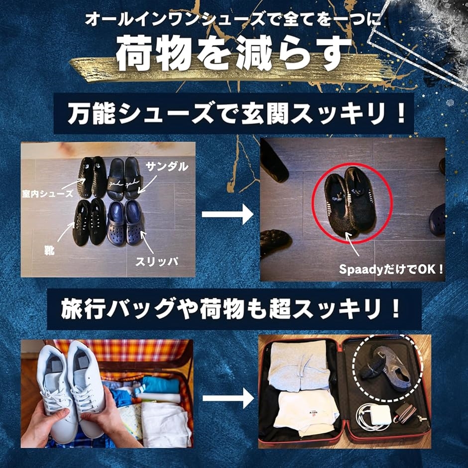 折りたたみシューズ コンパクト ベアフット ジム マリンシューズ シューズソックス 携帯 水陸両用(ダークグレー,  27.0 cm) | ブランド登録なし | 01