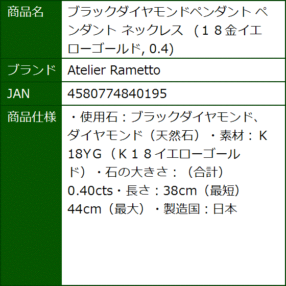 ブラックダイヤモンドペンダント ネックレス 0.4 | ブランド登録なし | 03
