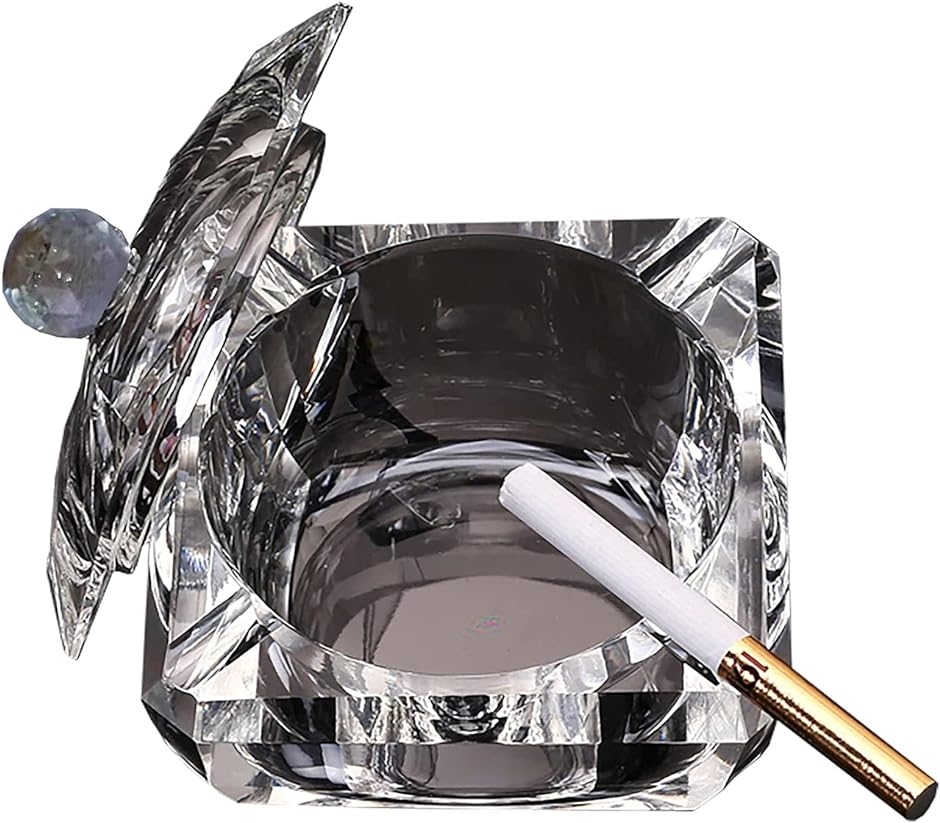 クリスタル ガラス製 蓋付き灰皿 印象のデザイン - 喫煙具、ライター