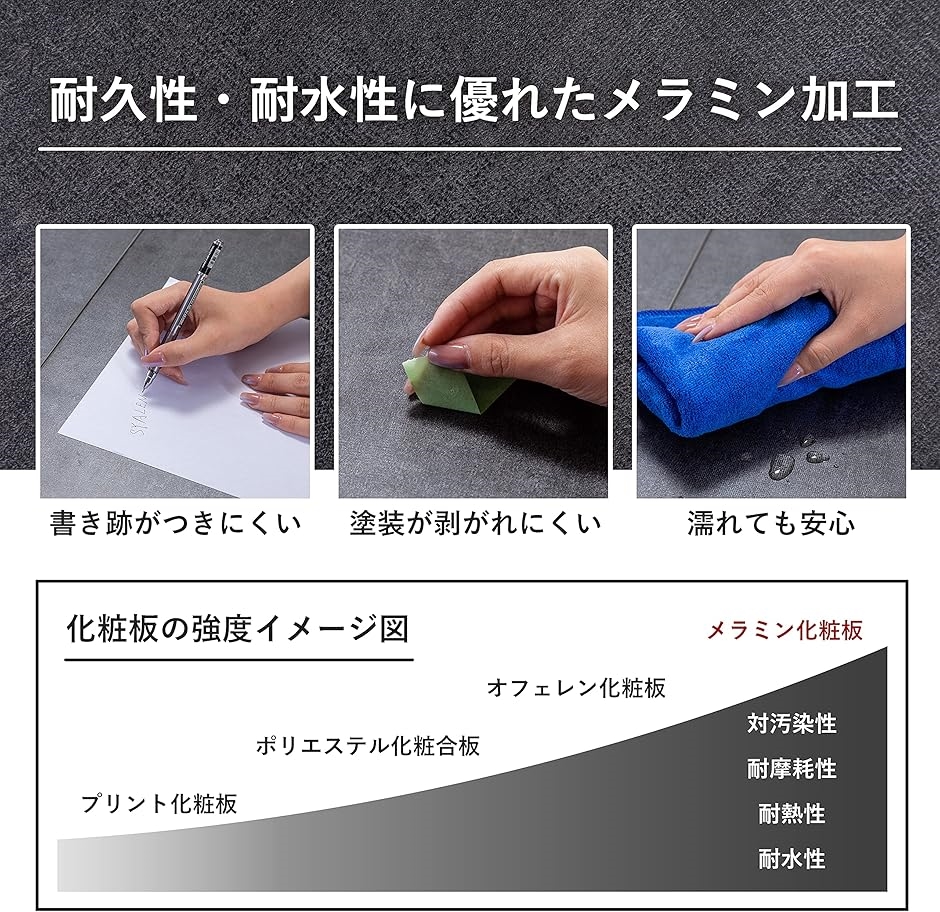 折りたたみデスク テレワークデスク 幅80 奥行53 高さ75cm コンパクトデスク モニターアーム取付対応( BlackA) | ブランド登録なし | 04