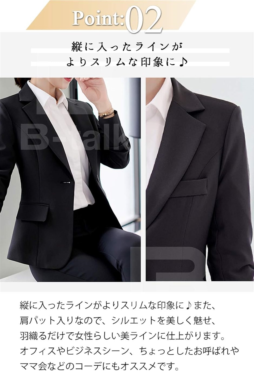 テーラード ジャケット レディース 1つボタン 長袖 シンプル ブラック パール装飾ボタン( ブラック,  S) | ブランド登録なし | 03