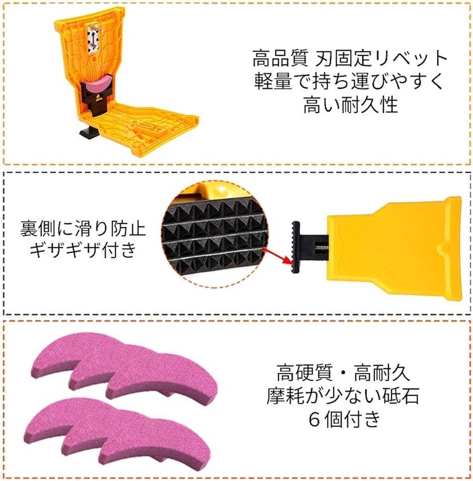 チェーンソー 目立て セット 砥石 ６個入り チェンソー シャープナー 刃 研ぎ キット(イエロー,  14，16，18，20インチ) | ブランド登録なし | 03