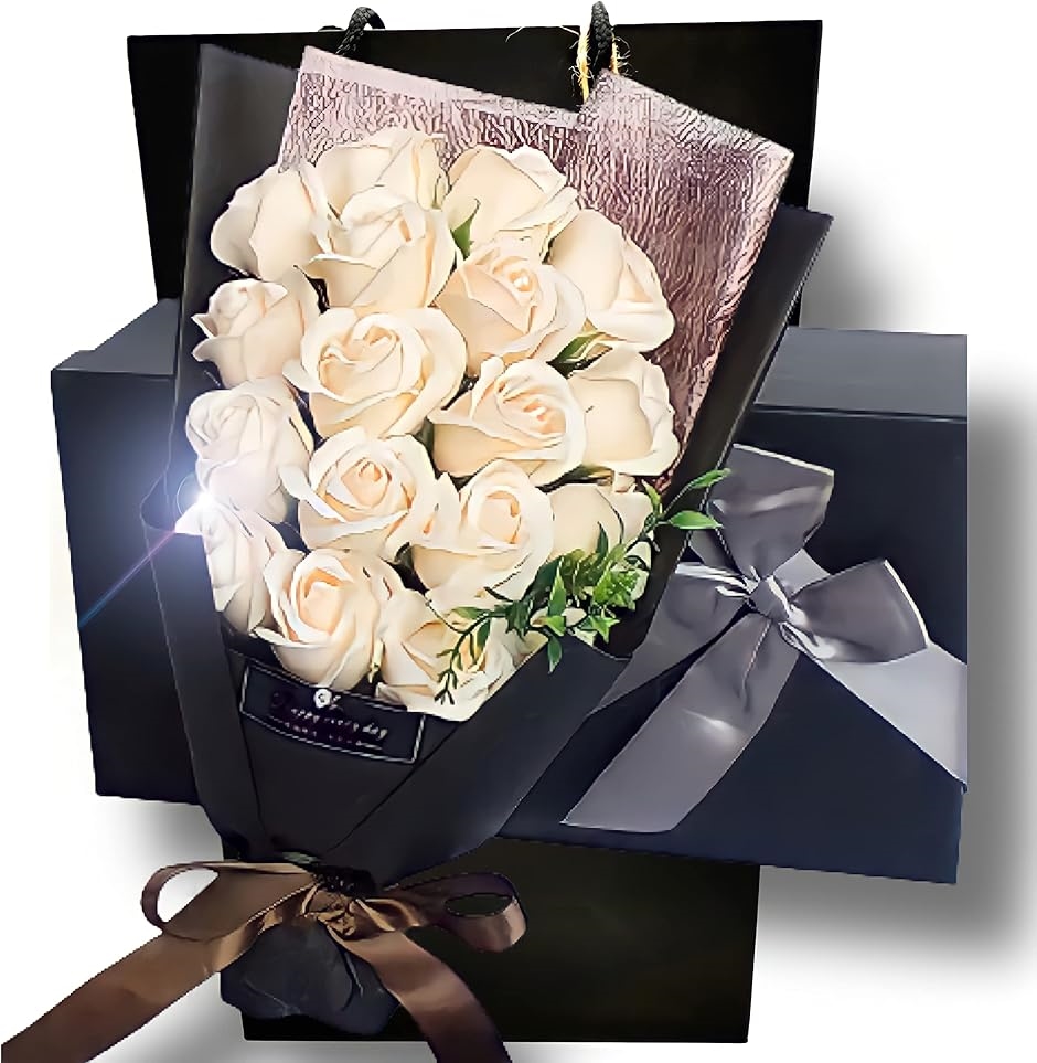 セブンリーフソープフラワー 結婚記念日 薔薇 花束 プレゼント ギフト 造花 誕生日 還暦 母の日 父の日 メッセージカード シャンパンホワイト 幸せなふたりに贈る結婚祝い セブンリーフソープフラワー 結婚記念日 薔薇 花束 プレゼント ギフト 造花 誕生日 還暦 母の日 父の日 メッセージカード シャンパンホワイト 幸せなふたりに贈る結婚祝い