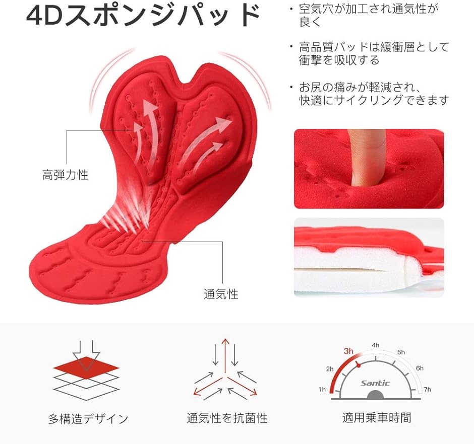 メンズ サイクルパンツ サイクリングパンツ 自転車パンツ レーサーパンツ ストレッチ 4Dパッド 夏 弾力( グレー,  Medium)
