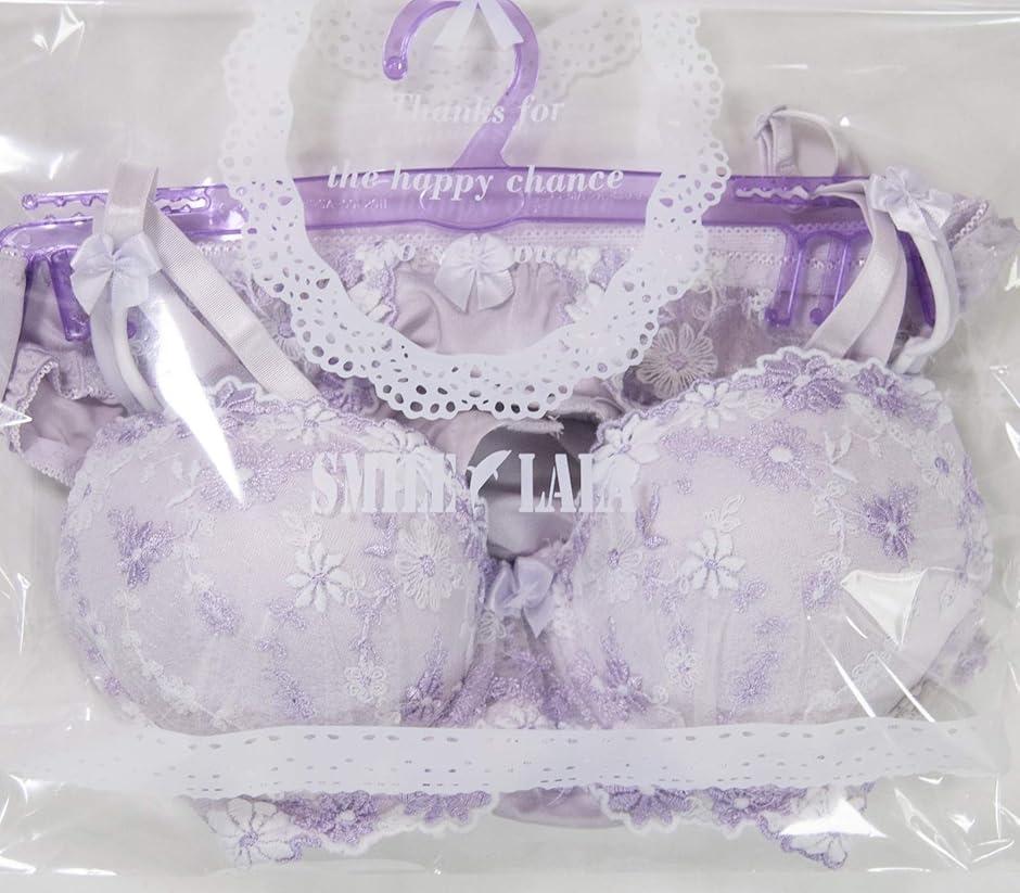 Smile LaLa レディース ブラジャー ショーツ 上下 セット 花柄 パステル 勝負 下着 ランジェリー( パープル, D85)  :2B6JK8VLP6:セブンリーフ 通販 