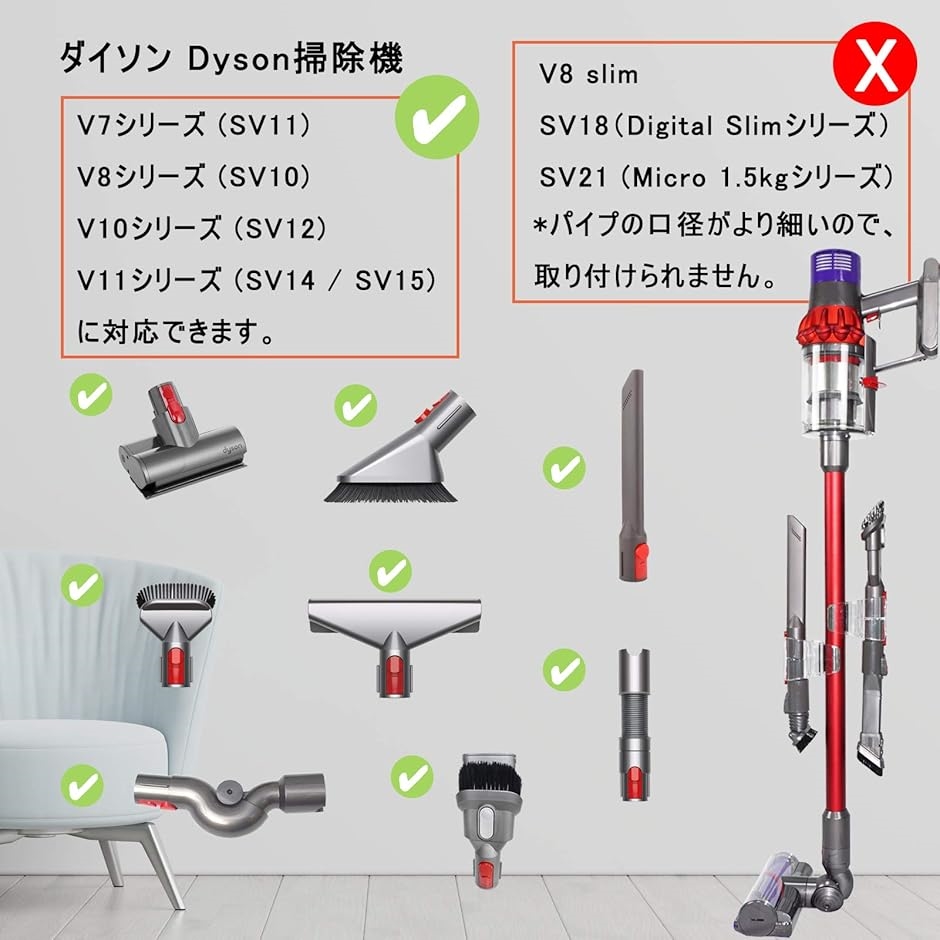 掃除機ツールクリップ V7 V8 V10 V11シリーズ対応 2つのアタッチメント