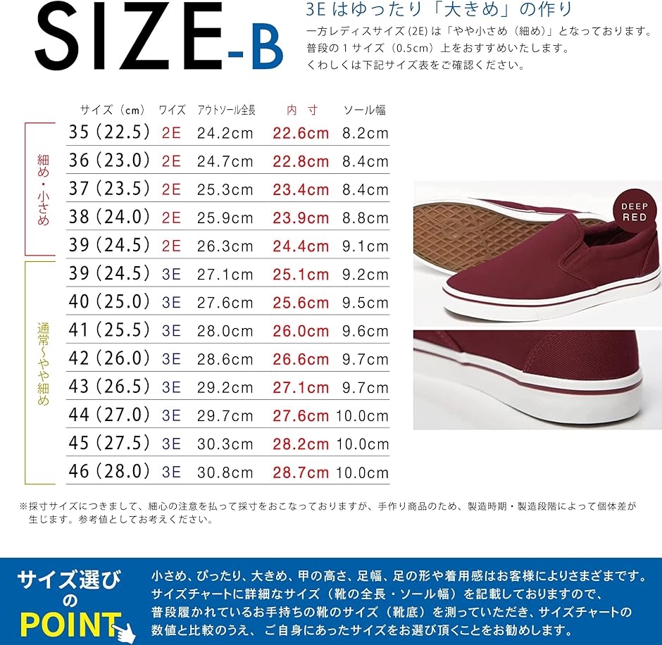 メンズ レディース スリッポン デッキシューズ 無地 黒 白 ライン キャンバス カジュアル( ボルドー,  22.5 cm 2E) | ブランド登録なし | 05