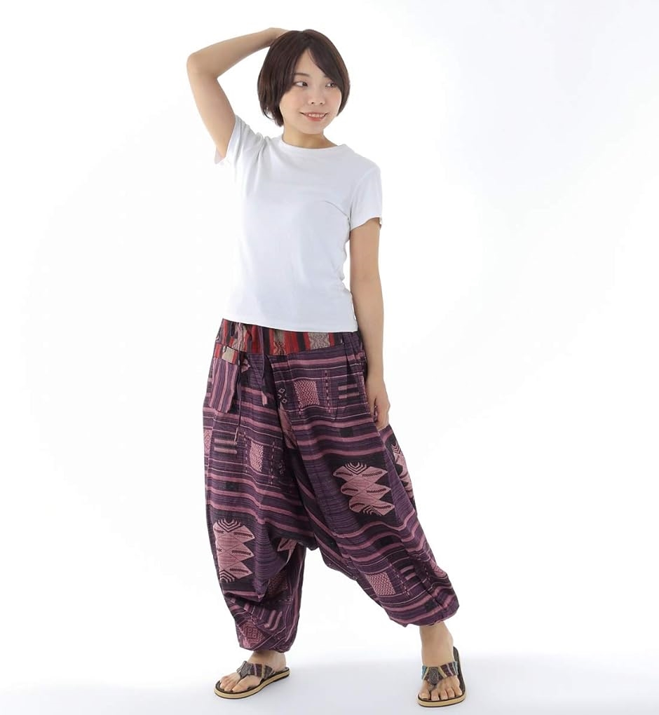OKI オキ サルエルパンツ アラジンパンツ タイパンツ 民族柄 メンズ ユニセックス( エスニックパープル,  Free Size) | ブランド登録なし | 06