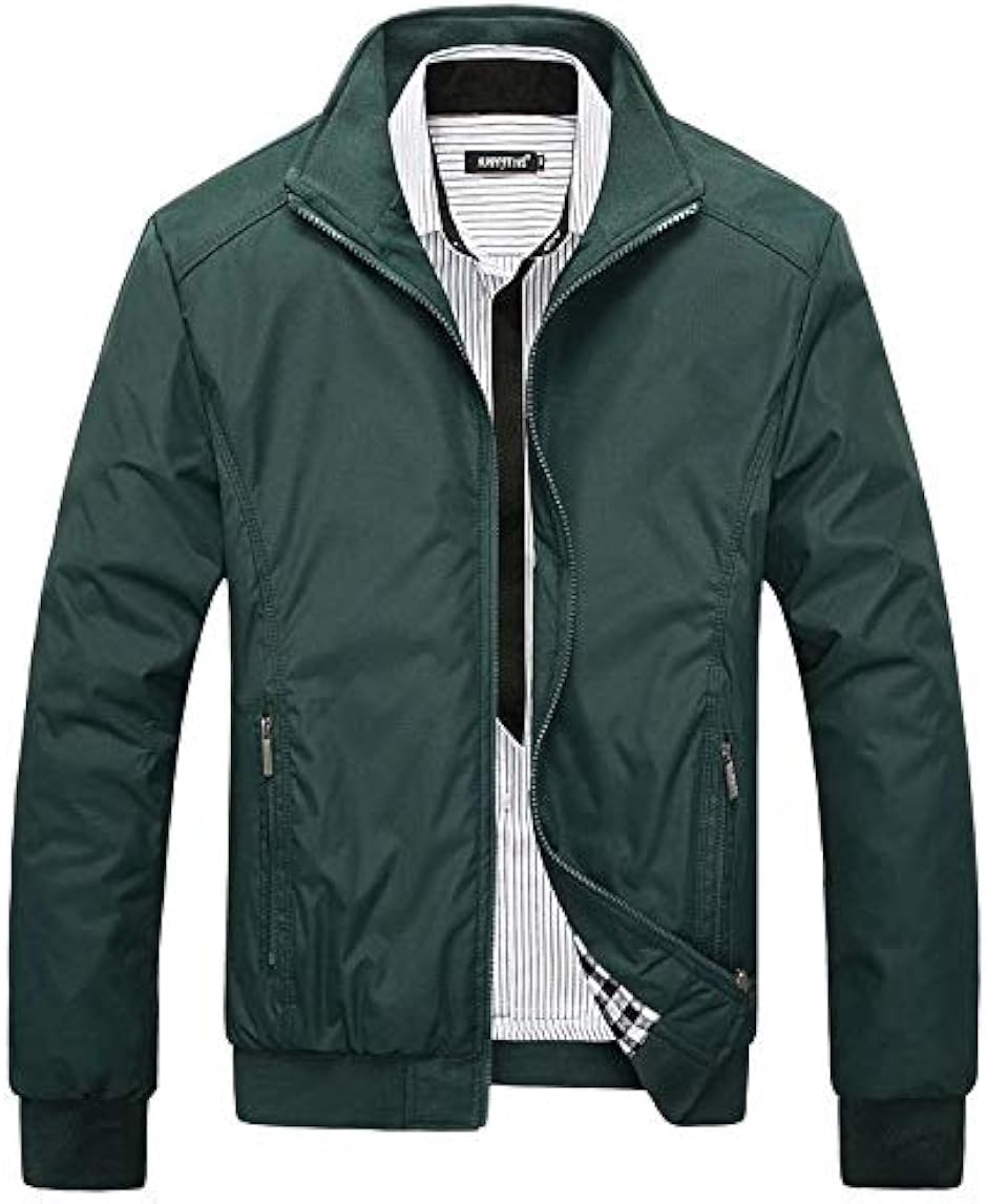アスペルシオ ミリタリー カラー ブルゾン ジップ ジャンパー メンズ 緑色( カーキ,  XL) | ブランド登録なし