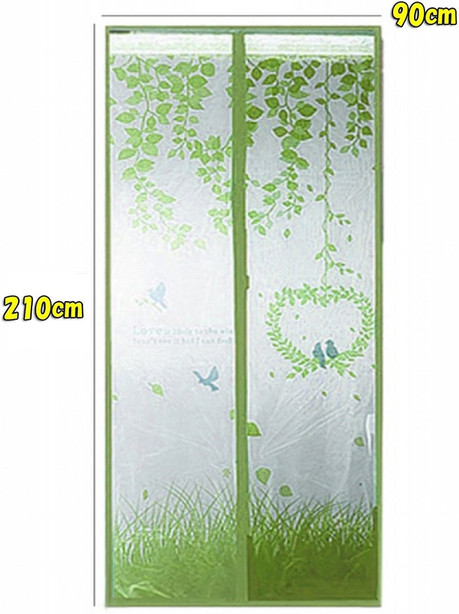 ドア用 マグネット 網戸 カーテン メッシュ 90cmx210cm グリーン(グリーン,  90cmX210cm) | ブランド登録なし | 01