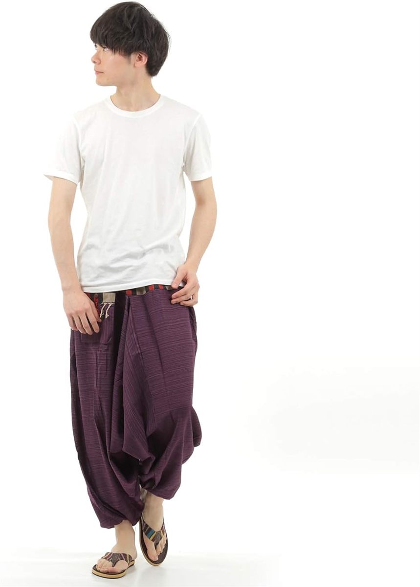 OKI オキ サルエルパンツ アラジンパンツ タイパンツ 民族柄 メンズ ユニセックス( パープル,  Free Size) | ブランド登録なし | 04