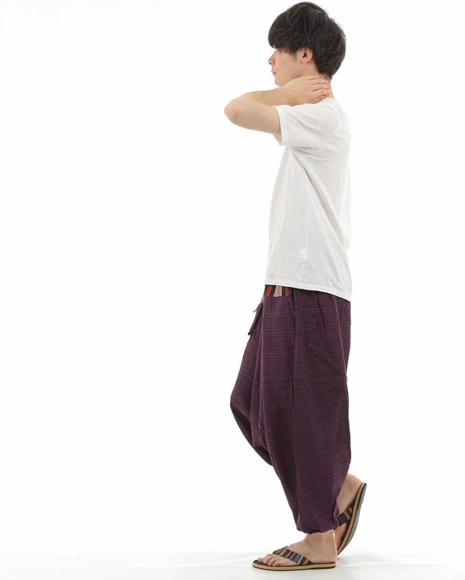 OKI オキ サルエルパンツ アラジンパンツ タイパンツ 民族柄 メンズ ユニセックス( パープル,  Free Size) | ブランド登録なし | 05