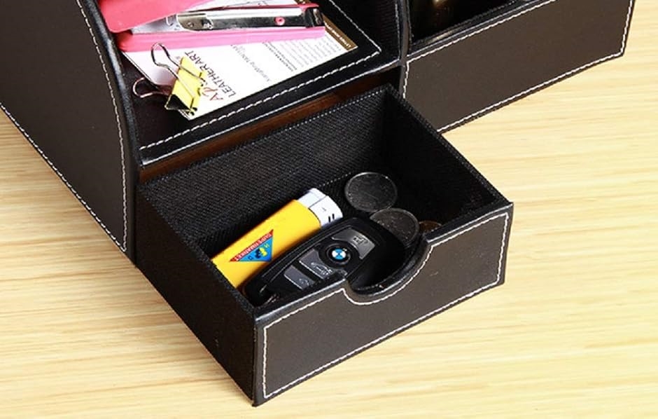 マルチ 卓上収納ボックス オフィス収納ホルダー 多機能 ペン立て 文具 ケース 小物収納 リモコン ペンスタンド A569( ブラック) | ブランド登録なし | 07