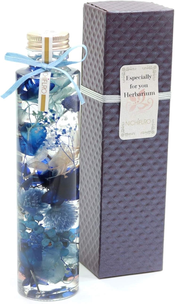 ハーバリウム リナLina専用BOX付 贈り物 誕生日 女性 男性 記念日 プレゼント 花 結婚祝い 開店祝い 卒業 L-03( ブルー) | ブランド登録なし