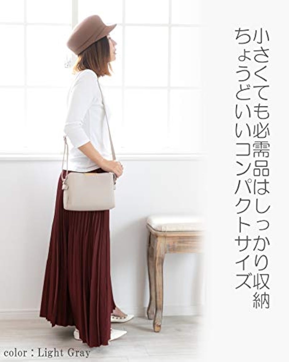 ミニ ショルダーバッグ ポシェット ファスナー付き 多収納 ポケット 大人 カジュアル シンプル 肩掛け 通勤( R24 ライトグレー) | ブランド登録なし | 02