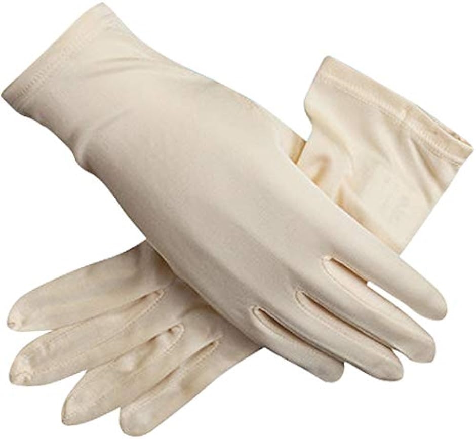 panda store シルク 手袋 レディース UVカット ハンドケア おやすみ 保湿 おやすみ手袋( ベージュ,  Free)