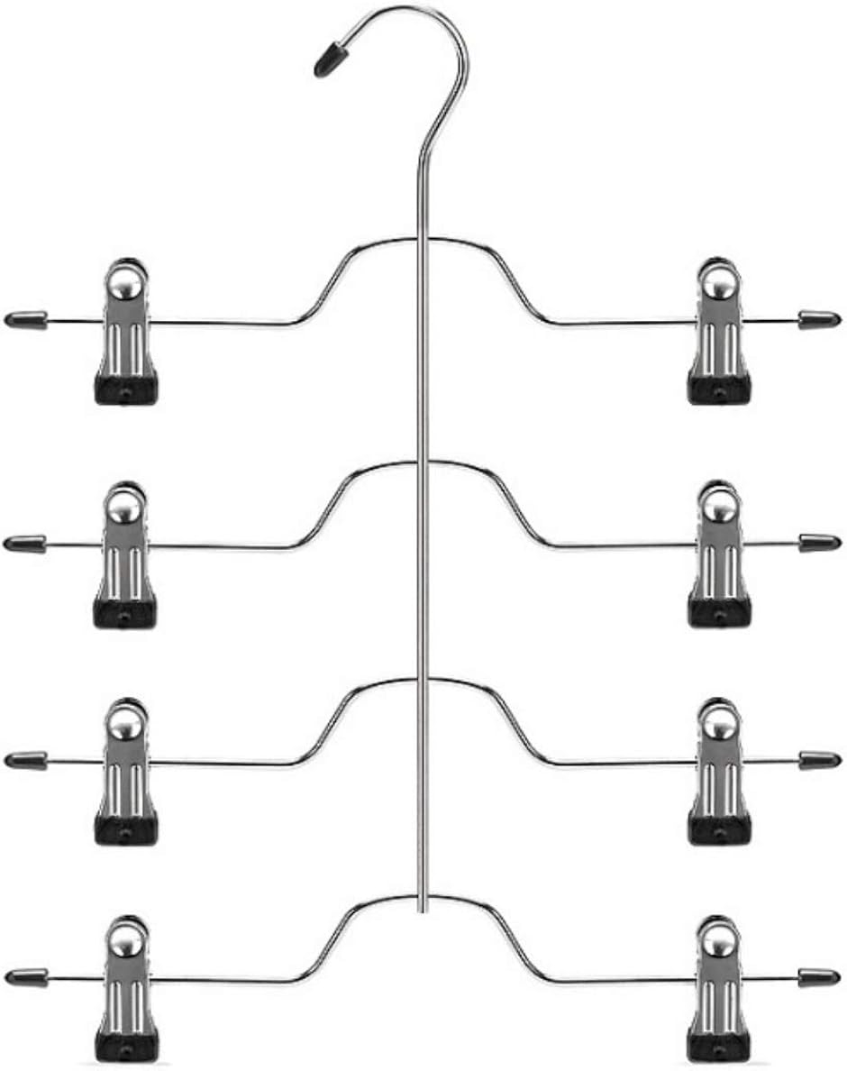 省スペースハンガー スカートハンガー コンパクト 収納 4連 ズボンハンガー S字フック付き( 1本)