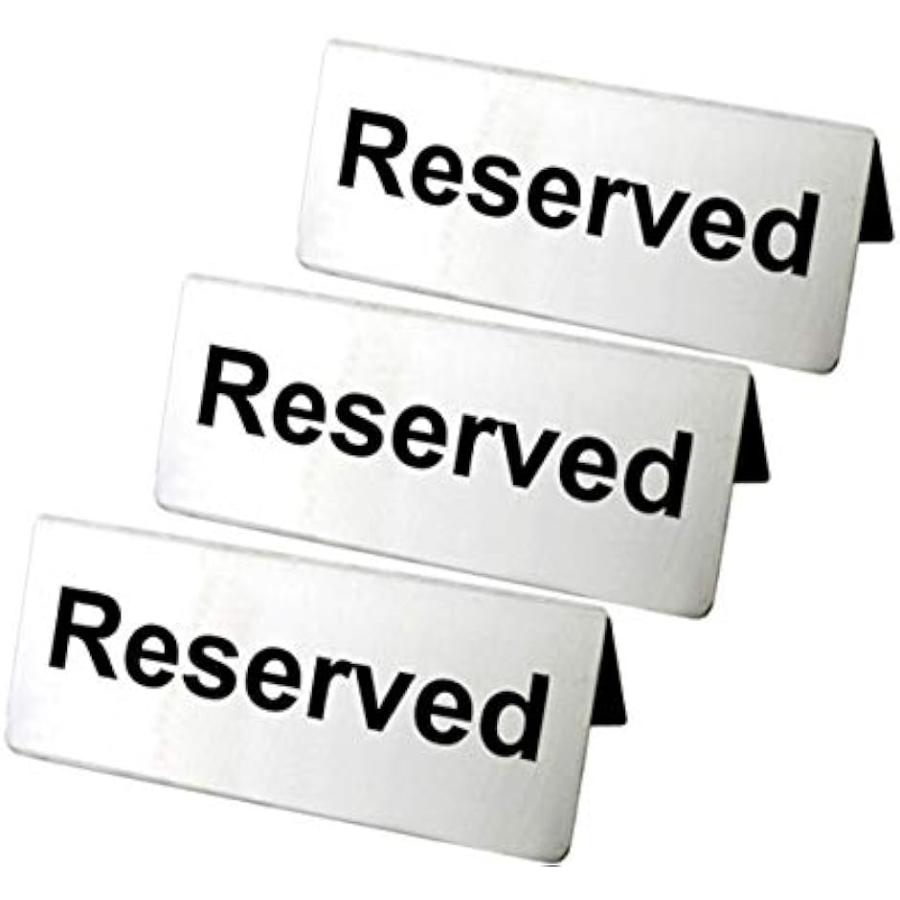 素晴らしい 業務用 卓上 札 席 サイン プレート RESERVED ステンレス製 テーブル おしゃれ 案内 両面 飲食店 セット カフェ 3個 