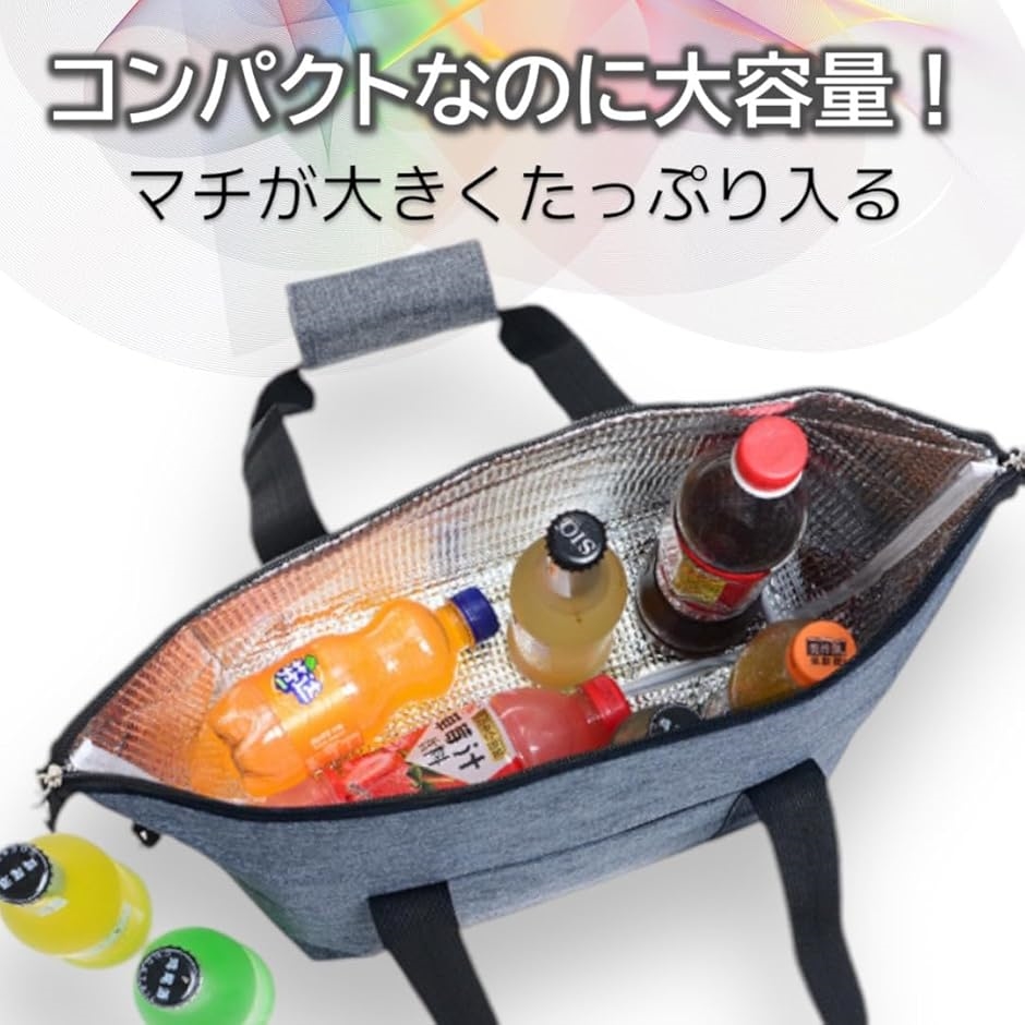 ケンアール 保冷バッグ 大容量 トート 折り畳み ファスナー クーラー エコバッグ レジカゴ マチ広 軽量 大きめ シンプル(ブラック) | ブランド登録なし | 05