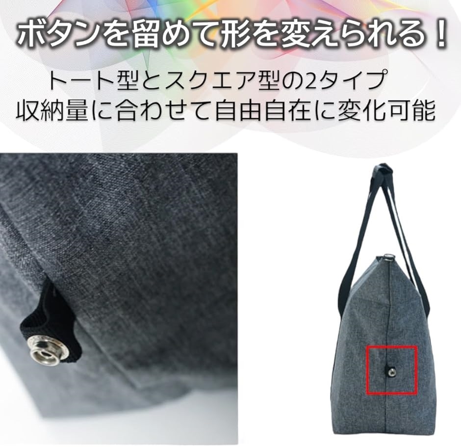 ケンアール 保冷バッグ 大容量 トート 折り畳み ファスナー クーラー エコバッグ レジカゴ マチ広 軽量 大きめ シンプル(ブラック) | ブランド登録なし | 06