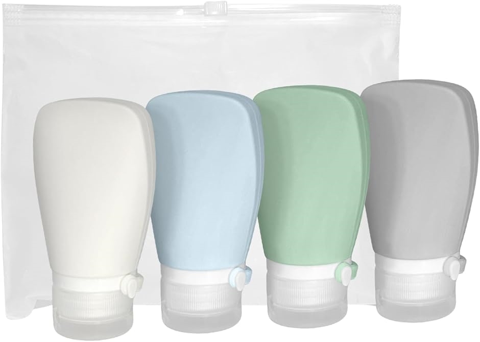 トラベルボトル 詰め替えボトル 4本セット 60ml 小分けボトル シリコン製 トラベルグッズ 漏れない 小分け瓶 MDM(4色,  60ml)
