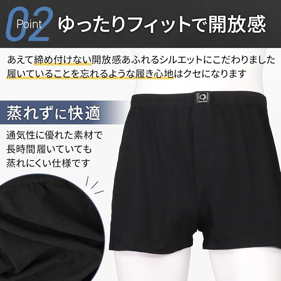 ニット トランクス パンツ メンズ 下着 前開きボタン付き 3枚組 S(ブラック,  S Regular) | ブランド登録なし | 03