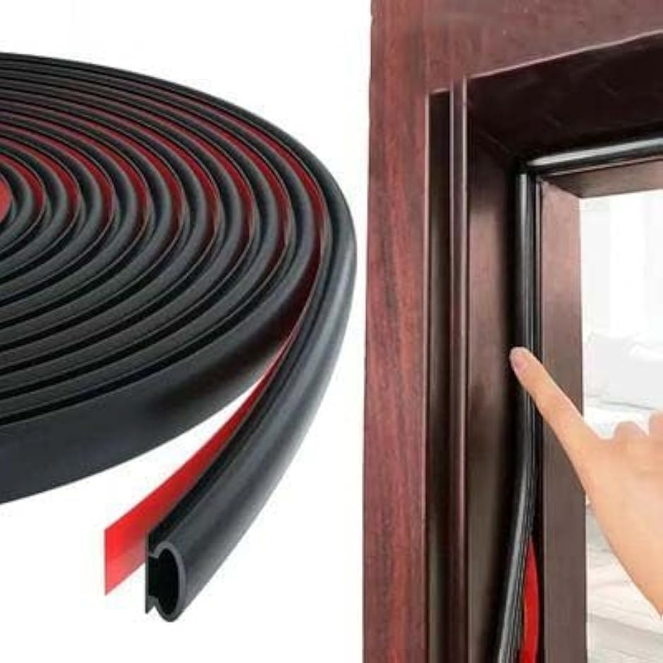 窓ゴムパッキン 隙間パッキン 隙間テープ 防音 玄関 虫塵侵入防止 6メートル 幅10x厚み6mm(ブラック) | ブランド登録なし