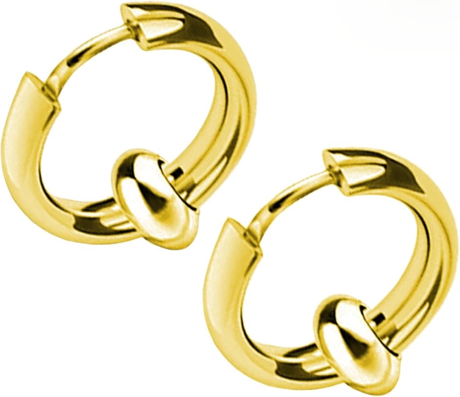 ピアス リング リングピアス フープピアス メンズ レディース 片耳 両耳 ２個セット(ゴールド,  14mm) | ブランド登録なし