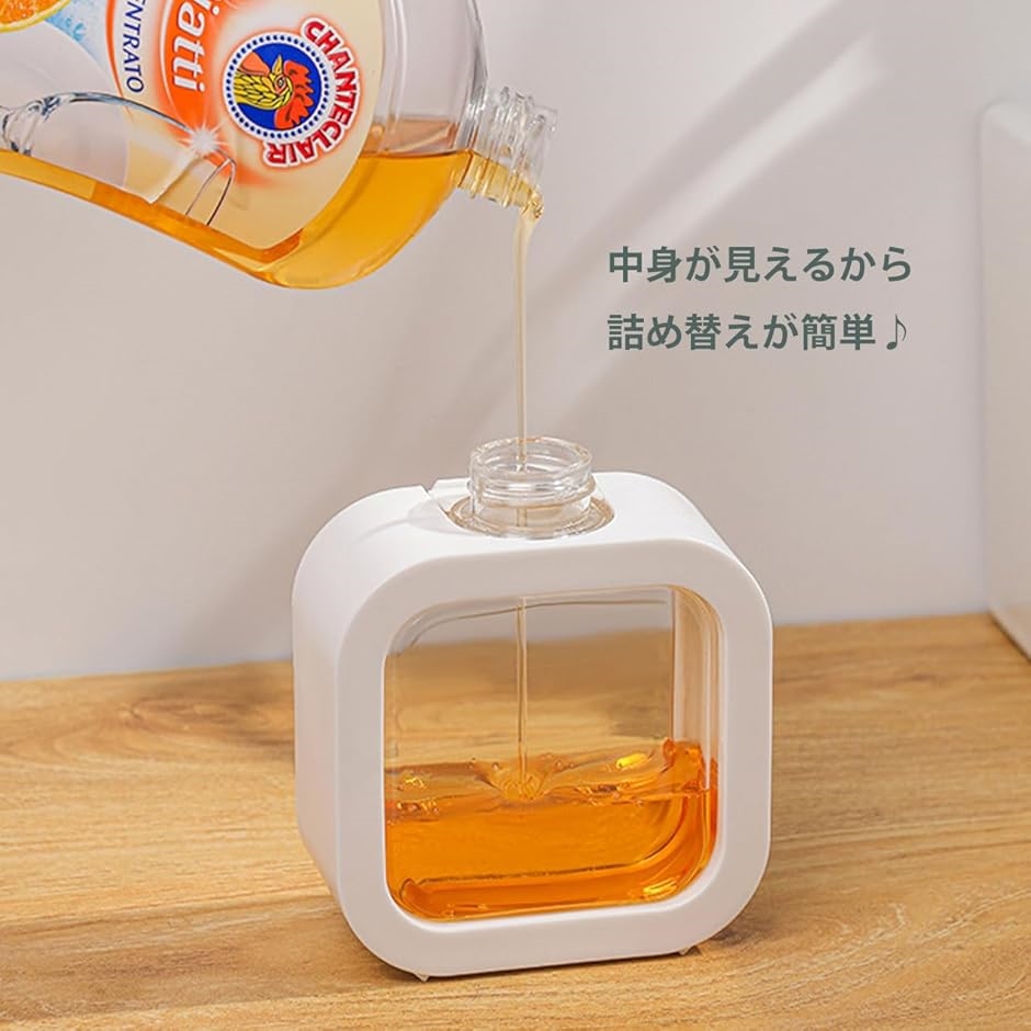 ソープディスペンサー 透明 シャンプー ハンドソープ 洗剤 詰め替え ボトル クリア おしゃれ かわいい(ホワイト,  300ml) | ブランド登録なし | 03