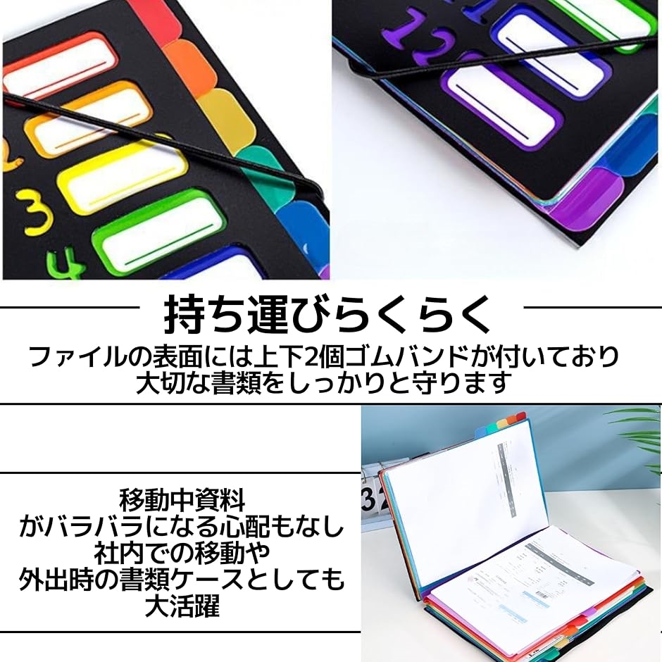 ドキュメントファイル フォルダー ファイルケース A4 サイズ対応 レインボー インデックス(ピンク,  32.3ｘ25ｘ1.2cm) | ブランド登録なし | 02