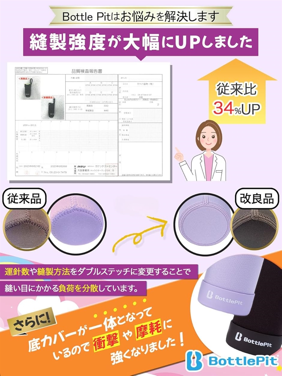 取付け不要の底カバー付き 水筒カバー 500 ml用(コーラル,  500 ml) | ブランド登録なし | 02