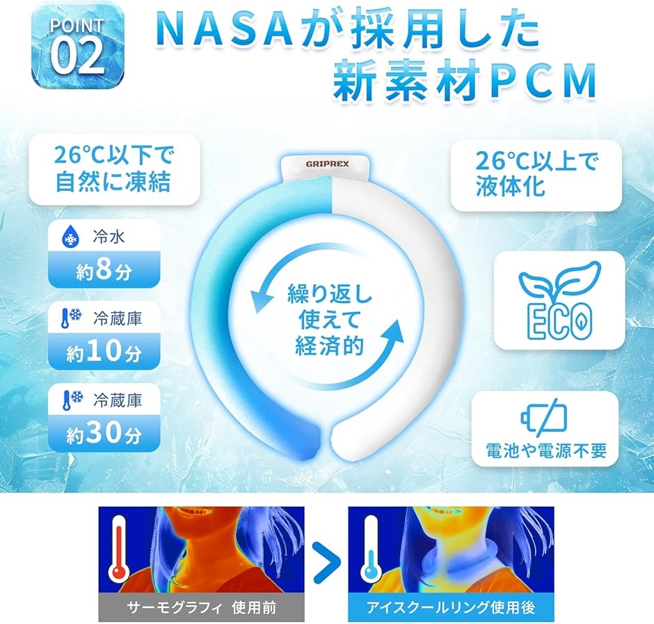 アイスネックリング 冷感 26℃自然凍結 冷却 ひんやり 首掛け 繰り返し使用可能 熱中症対策(ライトグリーン,  Mサイズ) | ブランド登録なし | 03
